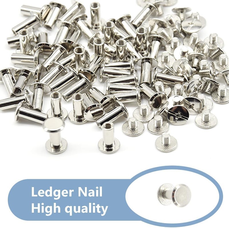 Ruidee 100Pcs/50Set Chicago Screws M5x10mm Book Binding Rivets Screw Posts Round Flat Head Stud Screw for DIY Leather Albums (DZBD/M5x10) - Image 5